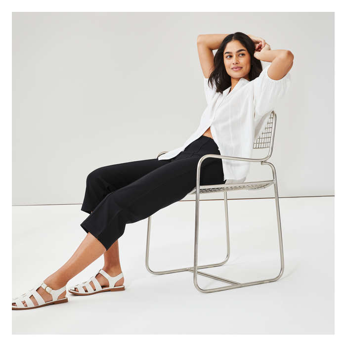 Aux Femmes Pantalon court en point de Rome - Noir Jf